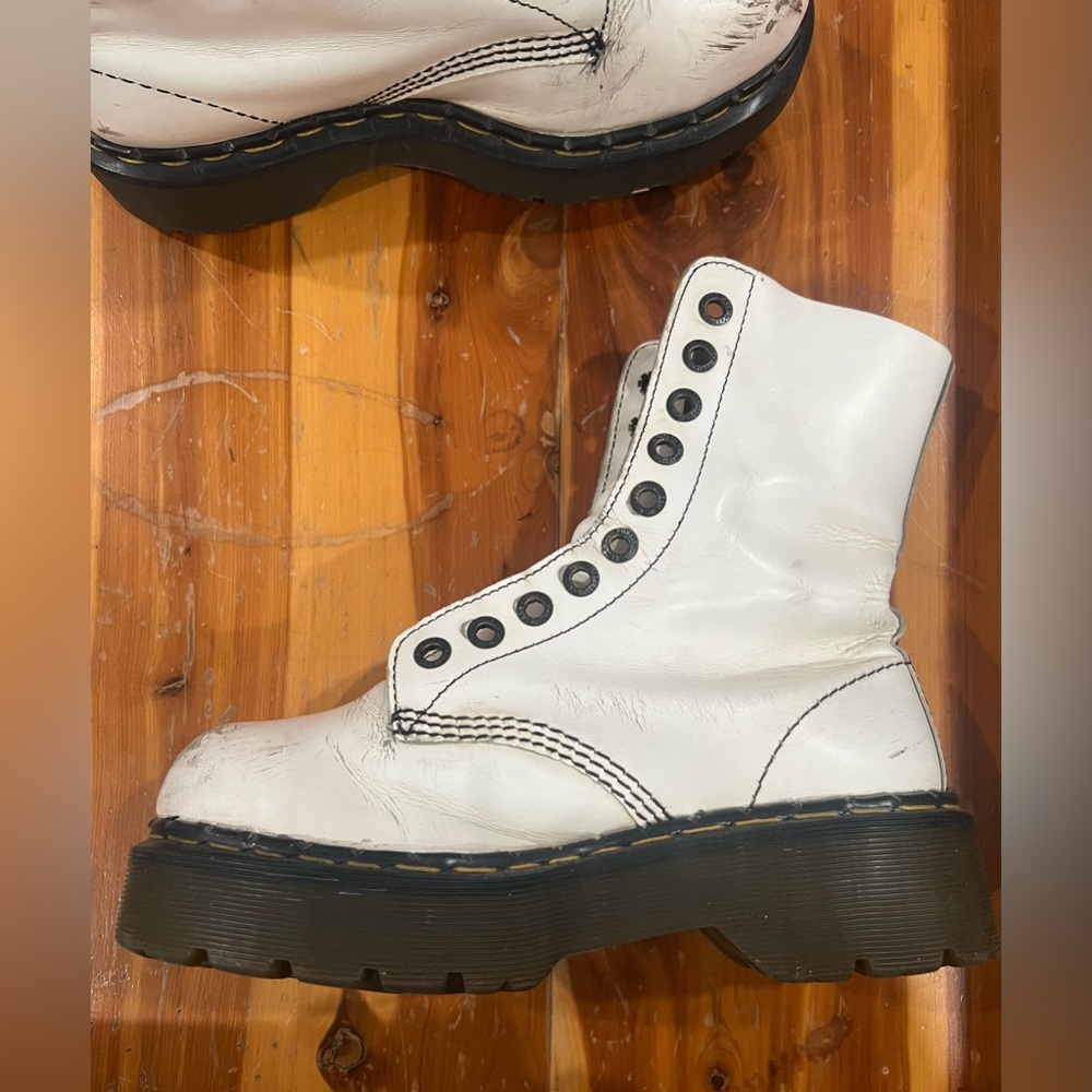 Dr Martens Bex Steel Toe White Platform Combat Boots